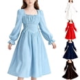 thumbnail image 1 of Loopsun 8-15 Years Big Girls Long Sleeve Solid Midi Dress Red, 7-8 Years, 1 of 5