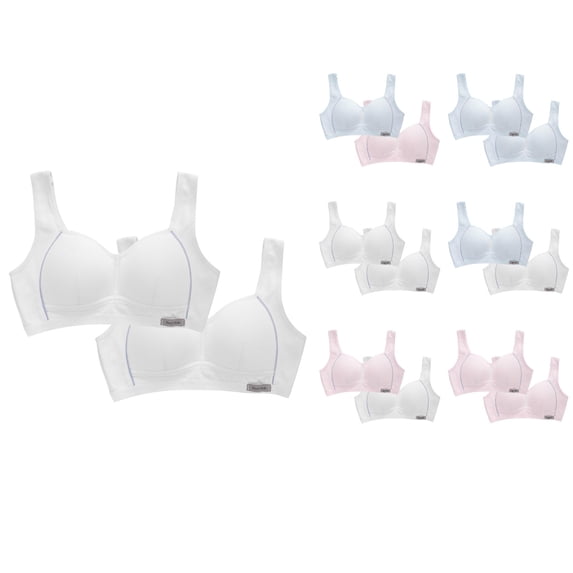 Loopsun 8 to 15 Years Girls Solid Seamless Training Bra 2 Pcs Light Blue, 8-10 Years