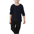 thumbnail image 1 of Loopsun Boys Girls Fall Shirts, Children's Casual Sports Solid Color Long Sleeve Round Neck T-shirt Top Black 5-6 Years, 1 of 5