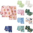thumbnail image 1 of Loopsun Boys Girls Short Sleeve Round Neck Shirts Print Top and Pants Soft Loungewear Summer Daily Wear Outfit Pink, 2-3 Years, 1 of 5