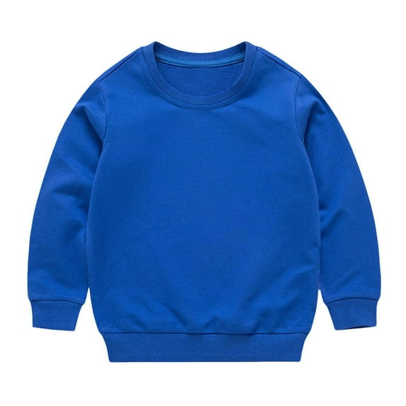 Loopsun Boys Girls Sweatshirts, Children's Casual Comfortable Solid Round Neck Long Sleeve Sweatshirt Top Blue 3-4 Years