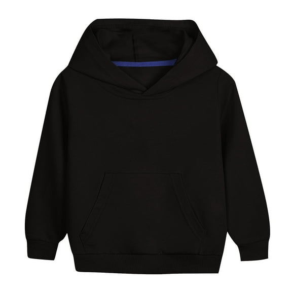 Loopsun Boys Girls Sweatshirts, Children's Solid Long Sleeve Casual Sports Hooded Blouse Black 7-8 Years