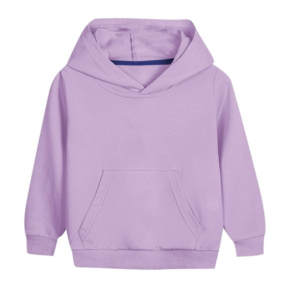 Loopsun Boys Girls Sweatshirts, Children's Solid Long Sleeve Casual Sports Hooded Blouse Purple 4-5 Years