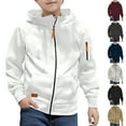 thumbnail image 1 of Loopsun Boys Hooded Sweatshirt Jackets, Boys Solid Hooded Zip Sweatshirt Long Sleeve Casual Outerwear with Pockets Gray, 9-10 Years, 1 of 5