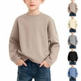 thumbnail image 1 of Loopsun Boys Long Sleeve T Shirts, Toddler Boys Casual Comfortable Solid Thermal Crew Neck Long Sleeve Pullover Tops Blue, 3-4 Years, 1 of 5