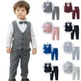 thumbnail image 1 of Loopsun Boys Long Sleeve Turndown Collar Vests Shirt and Pants 3 Piece Outfit Pink, 7-8 Years, 1 of 4