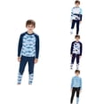 thumbnail image 1 of Loopsun Boys Printed 2 Pcs Long Sleeve and Long Pants Sun Protection Diving Surf Beach Swimwear Split Swimsuit Black, 5-6 Years, 1 of 5