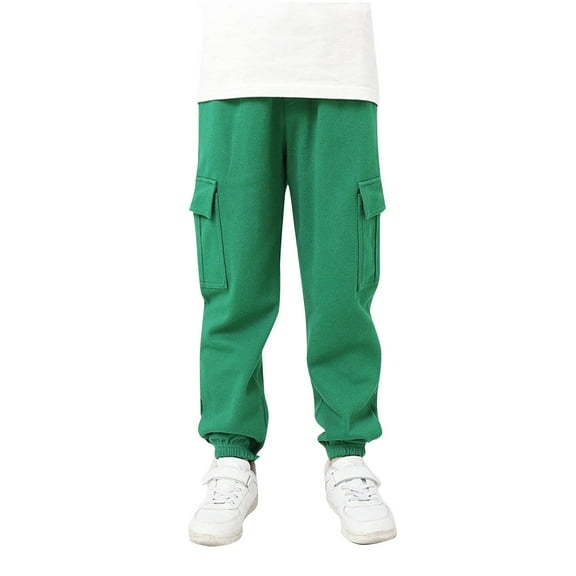 Loopsun Boys Sport Sweatpants, Children's Boys Casual Solid Sports Work Pants Green 11-12 Years