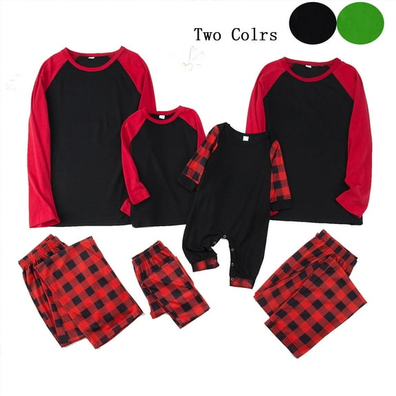 Loopsun Family Pajama Sets, Family Matching Plaid Print Long Sleeve Romper Loungewear Set for Newborn Red, 18M