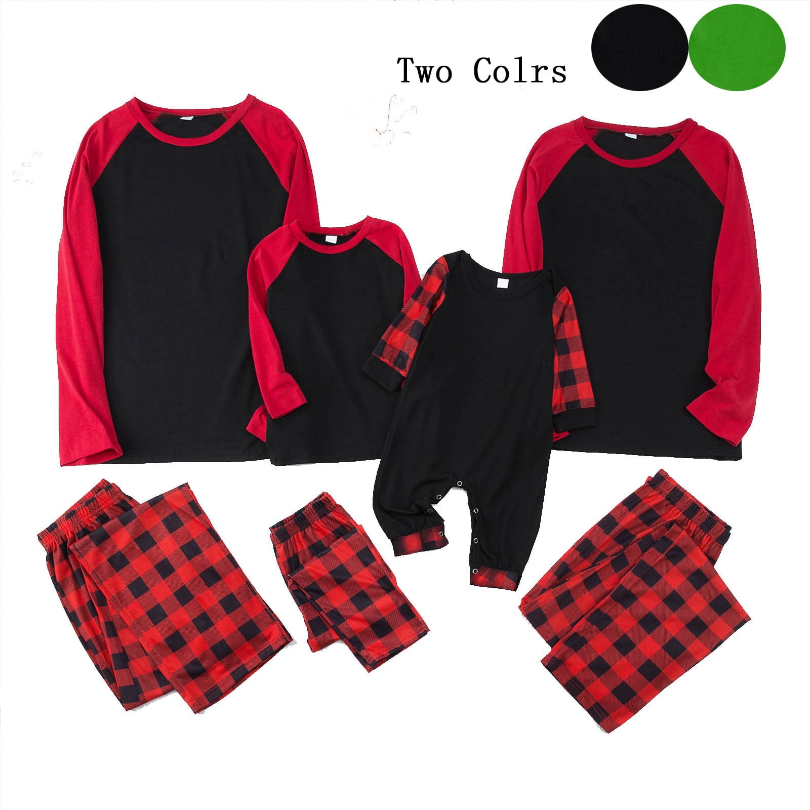 Loopsun Family Pajama Sets, Family Matching Plaid Print Long Sleeve Top — free download