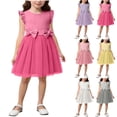 thumbnail image 1 of Loopsun Girls 0-8 Years Summer Short Sleeve Round Neck Solid Mesh Outdoor Dress, 1 of 5