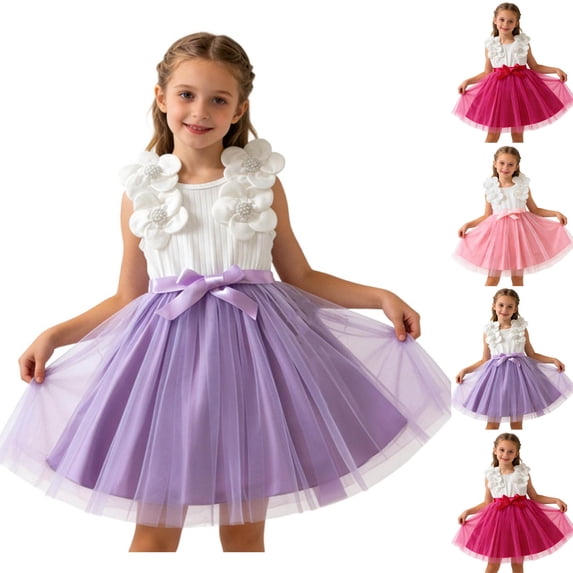 Loopsun Girls 3-8 Years Summer Sleeveless Mesh Party Princess Dress