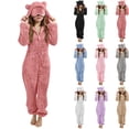 thumbnail image 1 of Loopsun Girls Fleece Jumpsuits, Girls Fleece Long Sleeve Hooded Zipper Soft Loungewear Jumpsuits Pink, 7-8 Years, 1 of 5