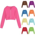 thumbnail image 1 of Loopsun Girls Hooded Sweatshirts, Toddler Girls Solid Long Sleeve Zip Up Short Hooded Sweatshirt Top with Pocket Orange, 7-8 Years, 1 of 5