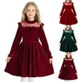 thumbnail image 1 of Loopsun Girls Long Sleeve Dress, Girls Long Sleeve Crew Neck Ruffled Princess Performance Formal Dress Green, 9-10 Years, 1 of 4