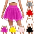 thumbnail image 1 of Loopsun Girls Mesh Skirts, Girls Solid Puff Pleated Lightweight Dance Party Short Skirt Red, 9-10 Years, 1 of 4