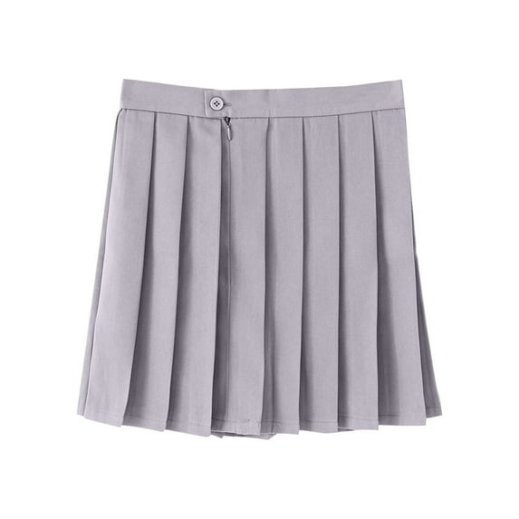Loopsun Girls Pleated Skirts, Girls Fashion Solid Color Short A-line Pleated Skirt Gray 17-18 Years