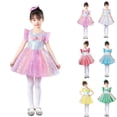 thumbnail image 1 of Loopsun Girls Princess Dress, Girls Sequin Star Sleeveless Crew Neck Sundress Puff Performance Dress Yellow, 7-8 Years, 1 of 5