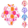thumbnail image 1 of Loopsun Girls Print Long Sleeve Sun Protection Beach Surf Swimwear Swimsuit Purple, 2-3Years, 1 of 5