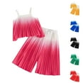 thumbnail image 1 of Loopsun Girls Round Neck Tank Top Cami and Pleated Pants Casual Summer Outfit Yellow, 6-9 Months, 1 of 5