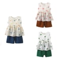 thumbnail image 1 of Loopsun Girls Round Neck Tank Top Print Cami and Shorts Casual Summer Daily Wear Outfit Multicolor, 4-5 Years, 1 of 5