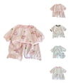 thumbnail image 1 of Loopsun Girls Short Sleeve Round Neck Shirts Top and Shorts Soft Lightweight Princess Sleepwear Summer Outfit Black, 7-8 Years, 1 of 5