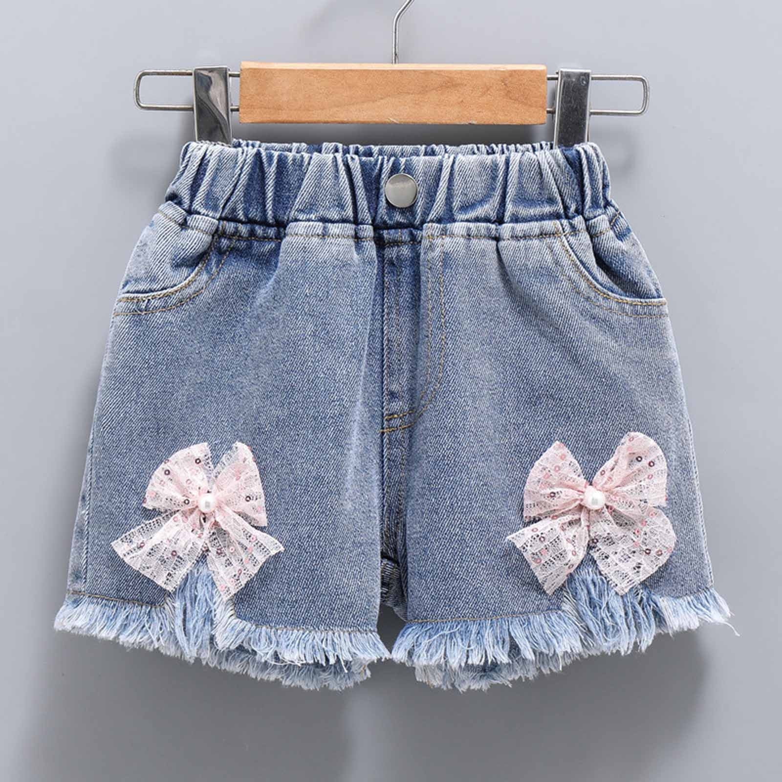 Loopsun Girls Shorts Solid Elastic Waist Bright Mesh Denim Thin Shorts For Middle School Students Pink Walmart