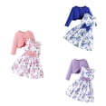 thumbnail image 1 of Loopsun Girls Skirt Suit with Printed Cardigan and Print Cami Dress 2 Piece Casual Outfit Blue, 8-9 Years, 1 of 5