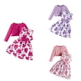 thumbnail image 1 of Loopsun Girls Skirt Suit with Printed Cardigan and Print Cami Dress 2 Piece Casual Outfit Purple, 6-7 Years, 1 of 5
