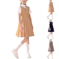 thumbnail image 1 of Loopsun Girls Skirt Suit with Short Sleeve Top Dress and Bowtie 3 Piece Outfit Khaki, 12-13 Years, 1 of 5