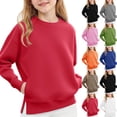 thumbnail image 1 of Loopsun Girls Sweatshirts, Toddler Girls Casual Solid Crew Neck Long Sleeve Sweatshirt Tops with Pocket Green, 7-8 Years, 1 of 5
