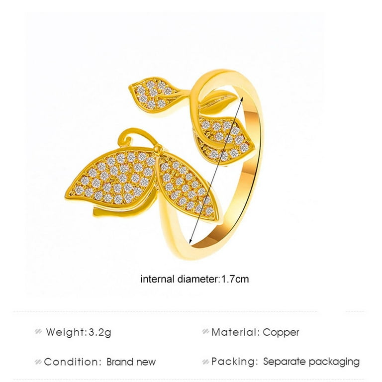 Trendy Ladies 14K Gold Diamond Leaf Open Rings for Women