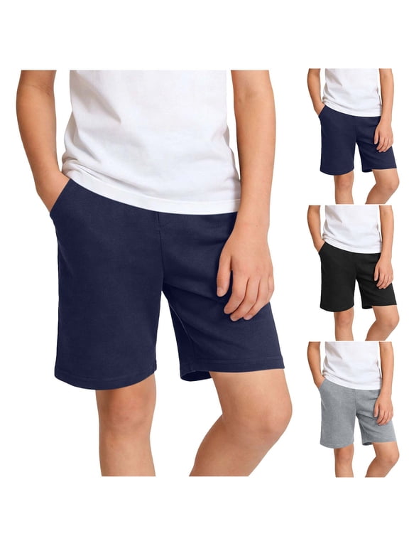 Kids 3-13 Years Solid Elastic Waist Half Pants Casual Loose Summer Lightweight Sport Bottoms