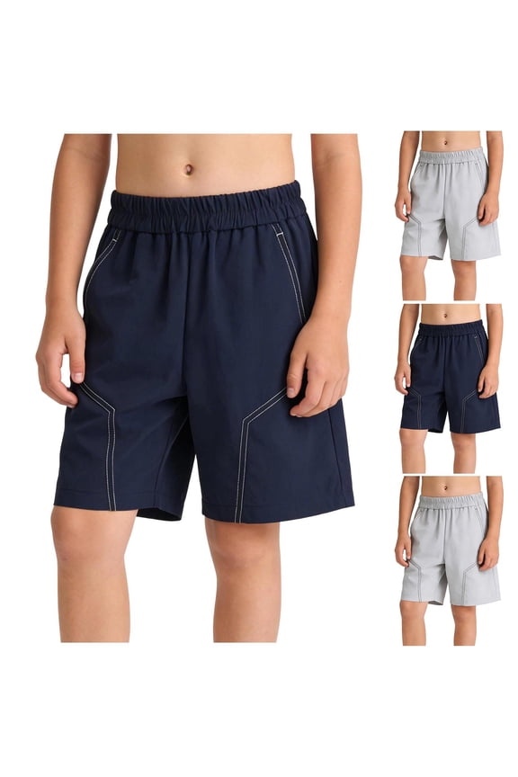 Kids Boys 4-16 Years Summer Solid Loose Wide Leg Five Points Shorts Double Pocket Soft Breathable Bottoms