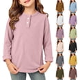 thumbnail image 1 of Loopsun Kids Boys Girls Long Sleeve Shirts 0-11 Years Solid Ribbed Round Neck Fall Layering Tops, 1 of 5