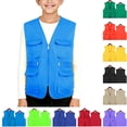 thumbnail image 1 of Loopsun Kids Cargo Vests, Kids Boys Girls Solid V Neck Vests Outerwear with Multiple Pockets Sky Blue, 11-12 Years, 1 of 4