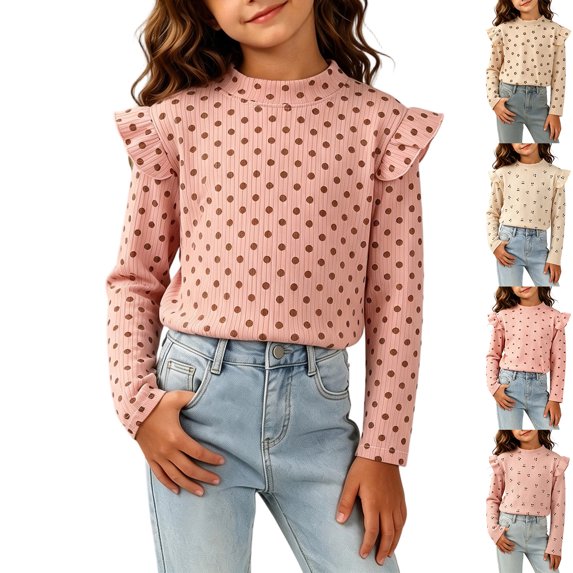 Loopsun Kids Girls Winter Tops 0-10Years Print Long Sleeve Pullover Shirts
