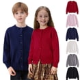 thumbnail image 1 of Loopsun Kids Knit Jackets, Kids Boys Girls Casual Solid Crew Neck Long Sleeve Knit Cardigan Outerwear White, 3-4 Years, 1 of 4