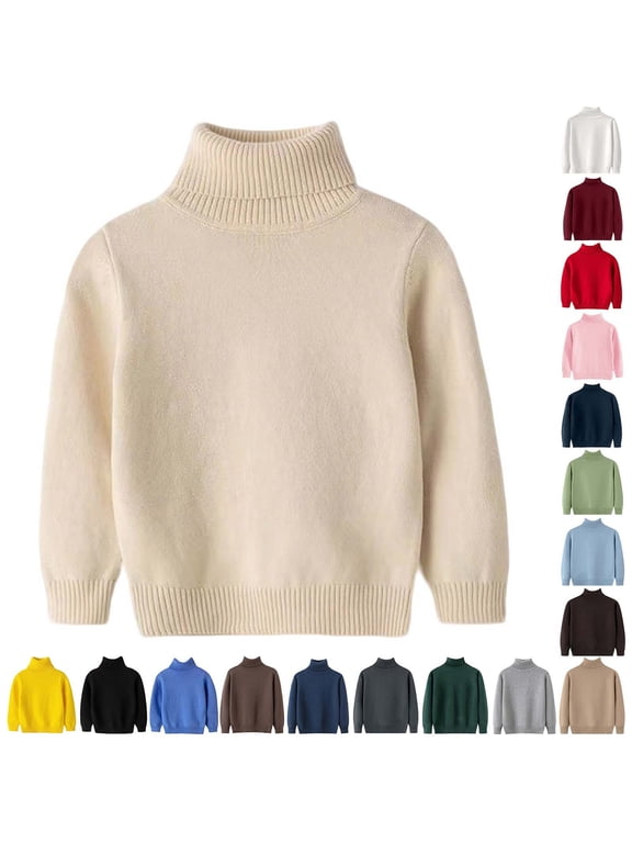 Kids Knit Sweater, Toddler Kids Long Sleeve Solid High Neck Knit Sweater Shirt Bottoming Top Gray, 8-9 Years