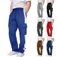 thumbnail image 1 of Loopsun Kids Sports Sweatpants, Boys Casual Cargo Sweatpants Drawstring Waist Sports Long Pants with Multiple Pockets Red, 7-8 Years, 1 of 5