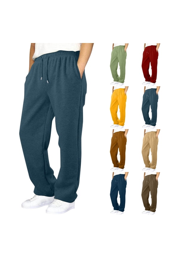 Kids Sports Sweatpants, Boys Casual Solid Fleece Lined Thick Sweatpants Elastic Waist Drawstring Sports Long Pants with Side Pockets Khaki, 14-15 Years