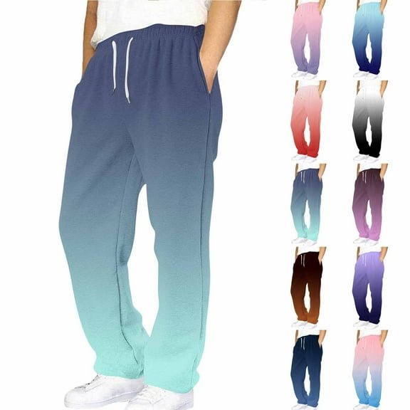 Loopsun Kids Sports Sweatpants, Boys Printed Fleece Lined Thick Elastic Waist Drawstring Sweatpants Sports Long Pants with Side Pockets Blue, 12-13 Years