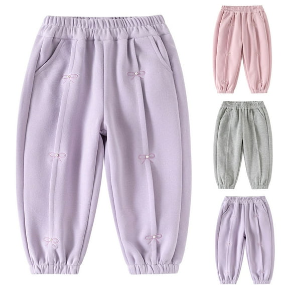 Loopsun Kids Sports Sweatpants, Kids Casual Solid Elastic Waist Sports Joggers Long Pants with Side Pocket Gray, 4-5 Years