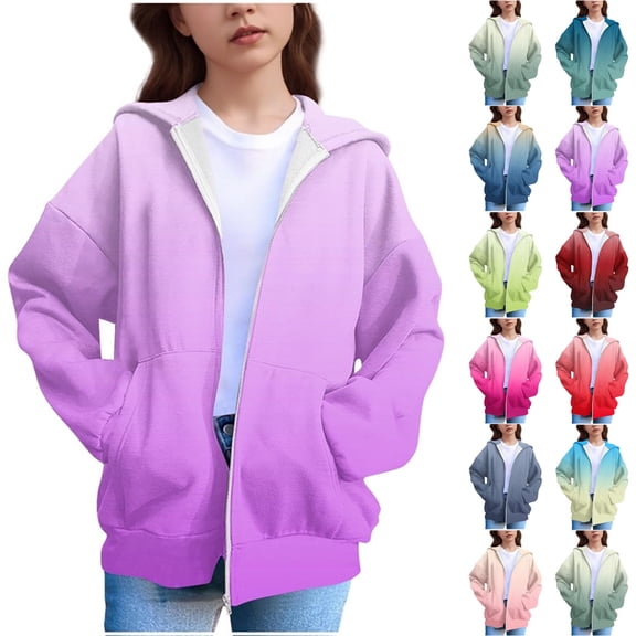 Loopsun Kids Sweatshirt Jackets, Kids Boys Girls Casual Print Hooded Zip Sweatshirt Jacket Long Sleeve Outerwear with Pockets Yellow, 10-11 Years