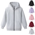 thumbnail image 1 of Loopsun Kids Sweatshirt Jackets, Kids Boys Girls Casual Solid Hooded Zip Up Long Sleeve Outerwear Sweatshirt Jacket with Pockets Purple, 12-13 Years, 1 of 5