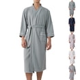 thumbnail image 1 of Loopsun Mens Bath Robes, Men's Loose Casual V-neck Solid Sleepwear Bathrobe Nightgown Cardigan Green,XL, 1 of 5