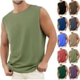 thumbnail image 1 of Loopsun Mens Summer Top, Tank Top for Men, Men's Casual Crew Neck Tshirts Sleeveless Blouses Shirts Brown, L, 1 of 4