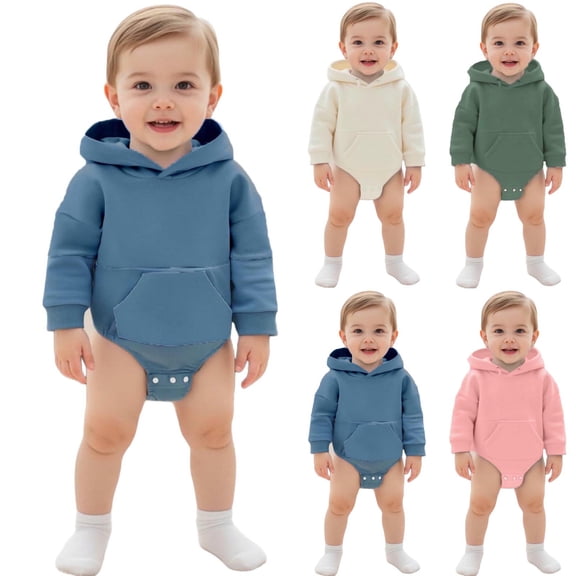 Loopsun Newborn Long Sleeve Rompers, Newborn Solid Long Sleeve Hooded Open Crotch Romper Soft Comfortable Bodysuit Beige, 3-6 Months