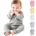 thumbnail image 1 of Loopsun Newborn Long Sleeve Rompers, Newborn Solid Long Sleeve Soft Sleepwear Long Romper Seamless Bodysuit Pink, 3-6 Months, 1 of 5