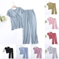 thumbnail image 1 of Loopsun Pajama Sets for Women, Maternity 2 Piece Sets, Women's Solid V Neck Short Sleeve and Full Length Pants 2 Piece Maternity Sets Black, L, 1 of 4